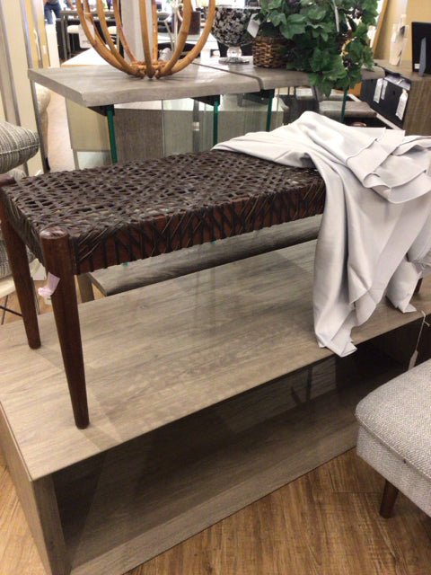 Woven Leather Bench
