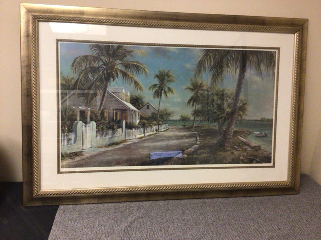 31 7/8" X 48 1/8" Gold Framed Bimini House Beach Print