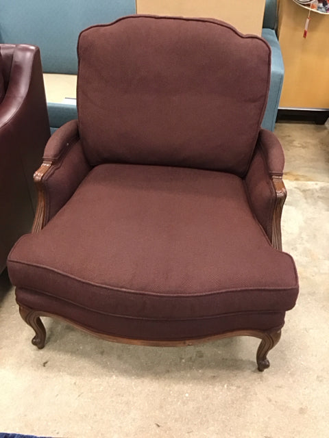 AS IS Ethan Allen Burgandy Bergere Woven Patterned Upholstered Chair