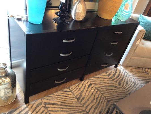 As-IS Black Eight Drawer Dresser