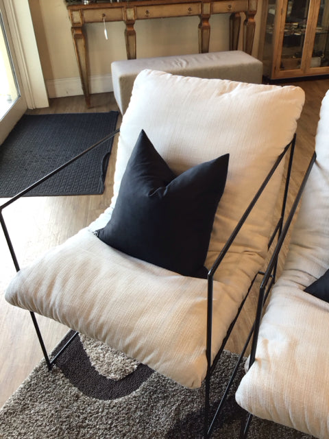 Cream Fabric Cushioned Strapback Chair