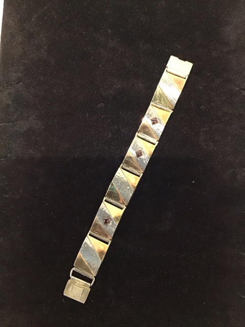Silver Rose Gold Hammered Bracelet