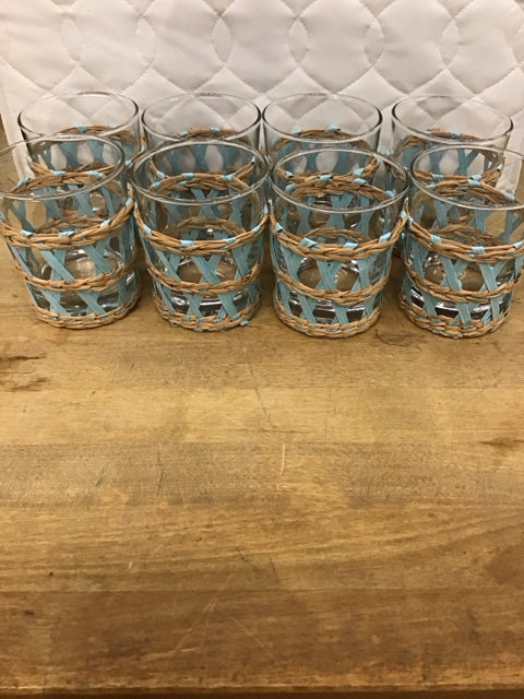 Set Of 8 4" Amanda Lindroth Island Wrapped Tea Glasses