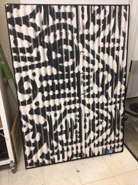 39" X 55"Framed Black & White Abstract Print W/C.O.A