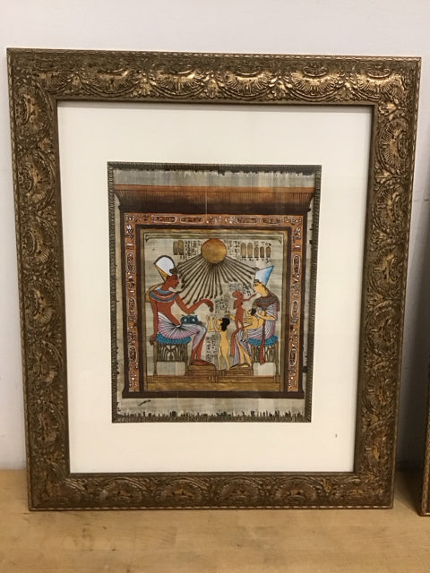 21"x25" Egyptian Papyrus Royal Akhenton & Nefertiti