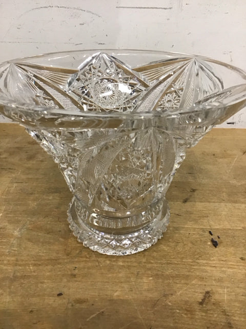 6"x8" Clear Cut Glass Compote Bowl