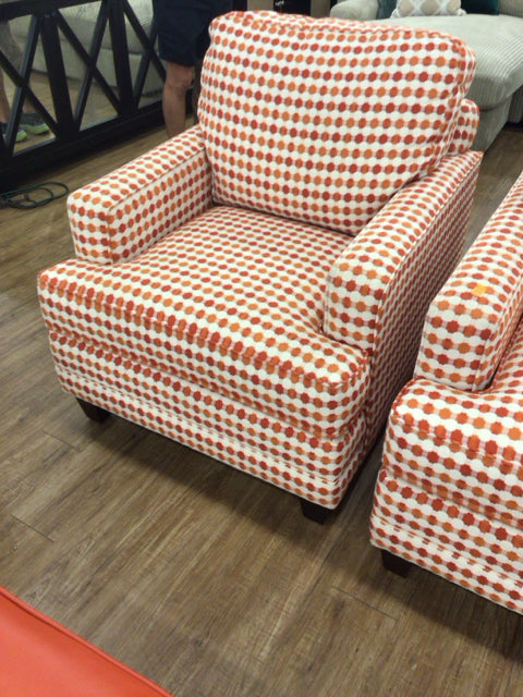 Bassett Orange & White Fabric Arm Chair