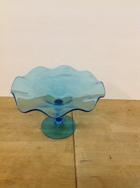 10" Lt Blue Glass Cake Platter