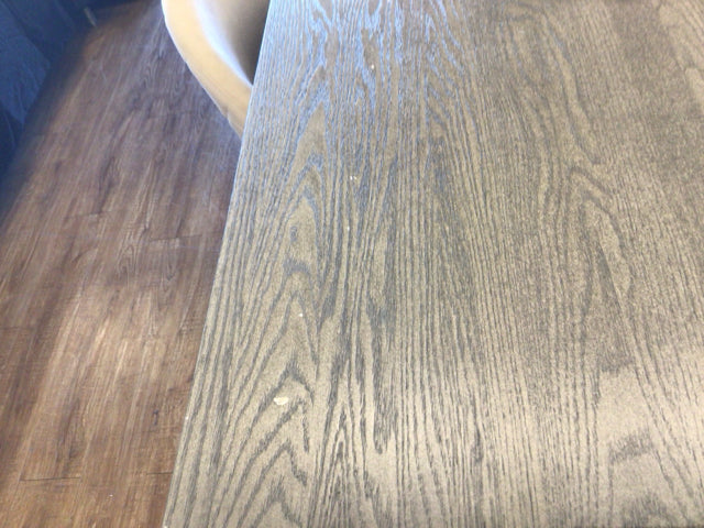 AS-IS Light Grey Wood Top Dining Table (Marks On Top)