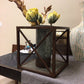 AS-IS Brown & Silver Metal Planter W/Faux Floral Arrangement