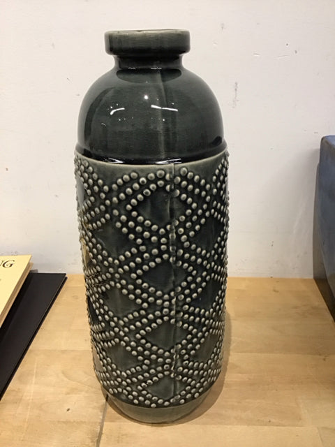 17" Grey Textured Vase