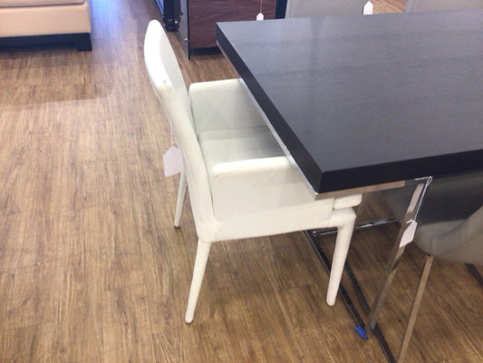 2-White Vinyl Arm Dining Chairs