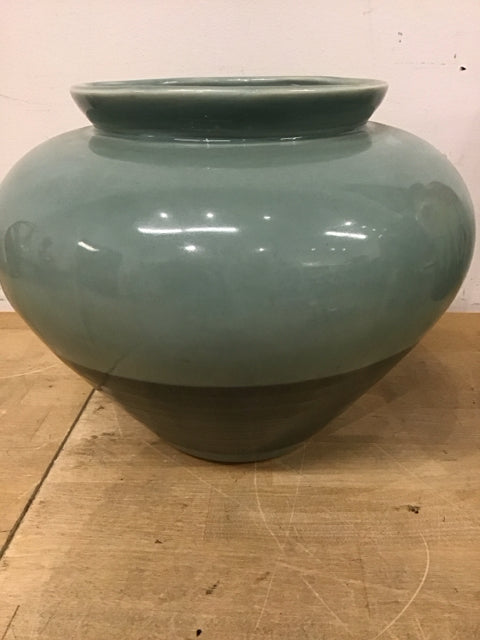 8.5" Two Tone Teal Ceramic Vase