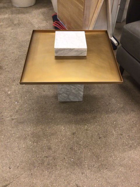 White Marble Base End Table
