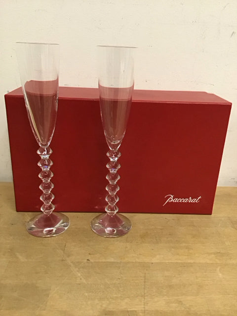 Piar Of 11.25" Baccarat "Flutissimo" Champagne Flute Stemware