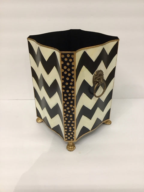 11" MacKenzie Childs Metal Zig-Zag Bin