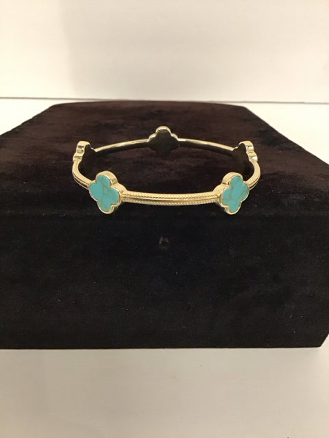 Gold Bangle Bracelet w/Turquoise