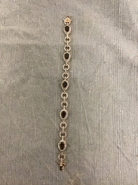 Goldtone Over 925 W/Brown Oval Stone & Crystal Bracelet