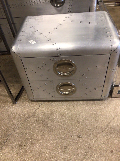 AS-IS Vida XL Aluminum Paneling Two Drawer Chest(Top Scratched)