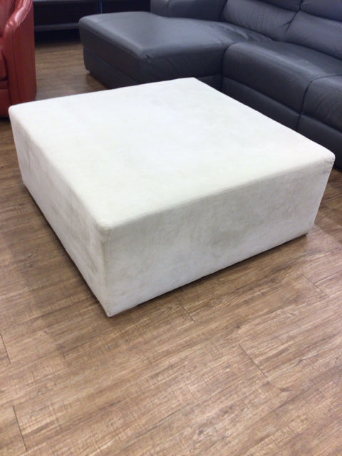 Beige Square Fabric Ottoman