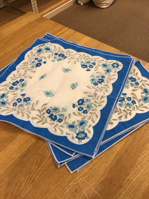 Set/6 Royal Blue/White/Grey Dinner Napkins
