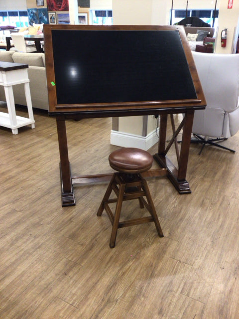 Wood Drafting Table W/Stool