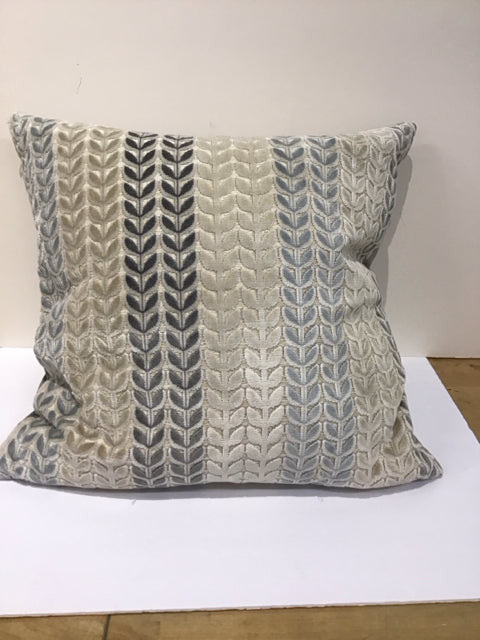 Blue/Tan Grey Velour Design Pillow