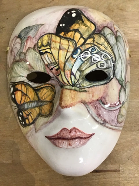 8"x4" Decorative Ceramic Butterfly Masquerade Mask