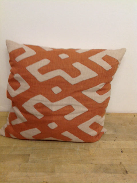 Orange Tan Geometric Feather Pillow