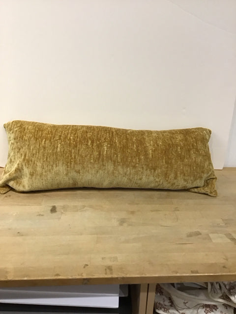 Yellow Velour Striped Lumbar Pillow