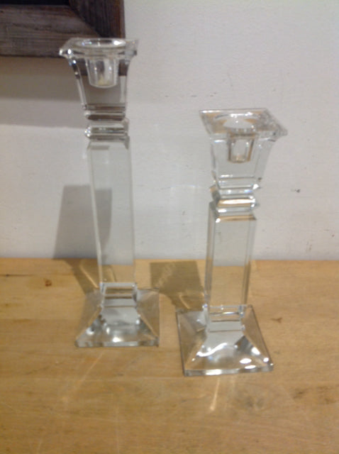 Candle Holder- Set Of 2 Glass Pillars