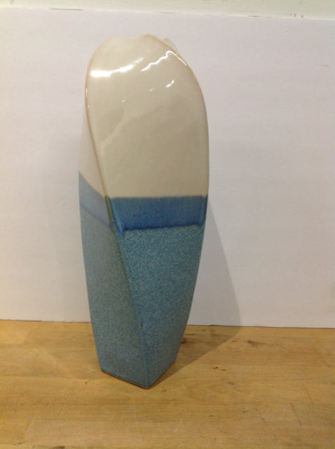 19.5" Blue/White Glazed Ceramic Vase