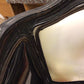 AS-IS Black Lacqured Vinyl Framed Face Print Settee(Damage To Back/Trim Loose)
