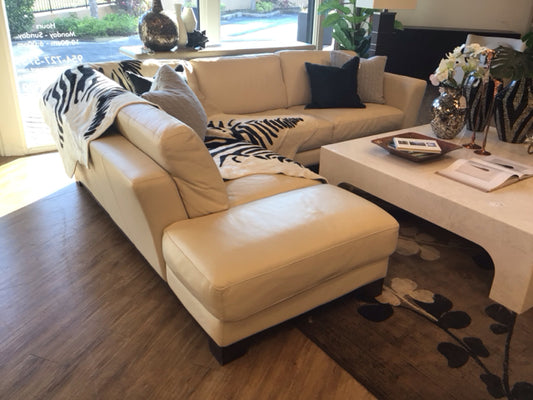Chateau D'Ax Cream Leather Two PC Sectional