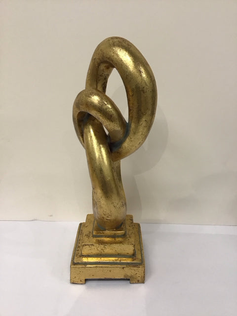 17" Gold-Gilded Interlocking Knot Sculpture