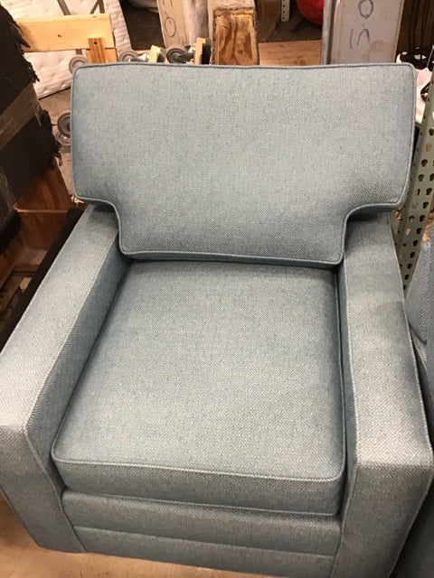 Ethan Allen Teal/Ivory Woven Patterned Upholstered Chair