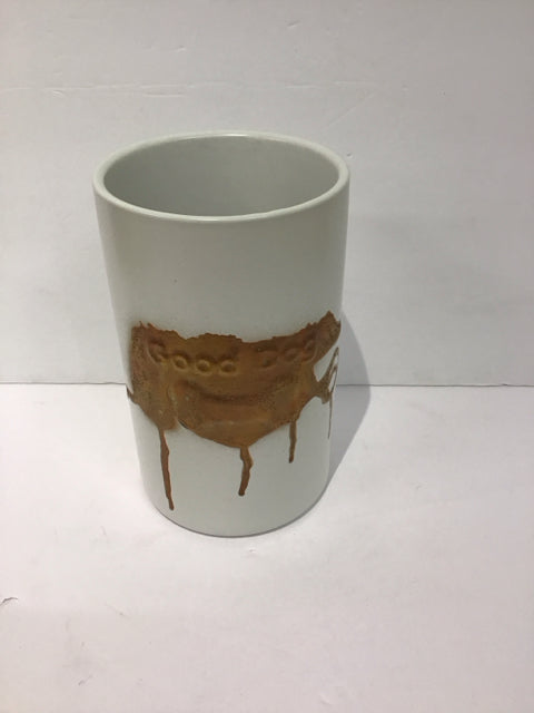 8"H Rd White Ceramic "Good Dog" Vase