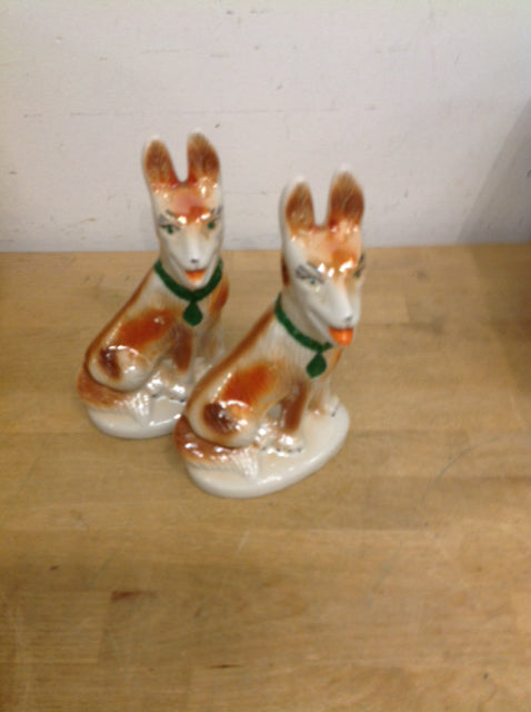 8" Brazil Pair Of Ceramic Dog Statues