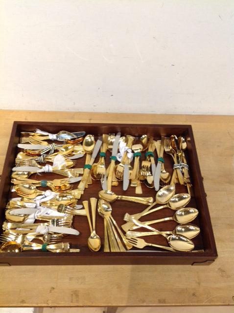 Service for 19 Golden Barkclay Flatware w/Extras