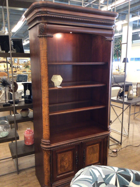 AS-IS Woodworth Wooden Industries Wood Tall Bookcase(Repair Done To Base)