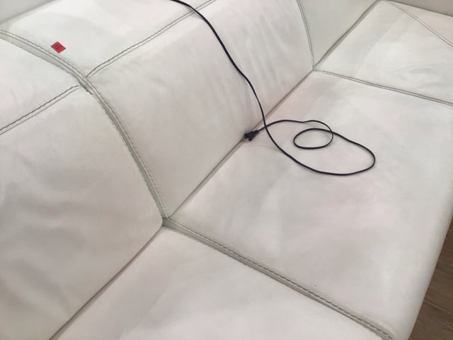 AS-IS Incanto Italian White Leather 4 PC Power Reclining Sectional