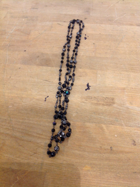 Necklace- Silver & Black Beaded