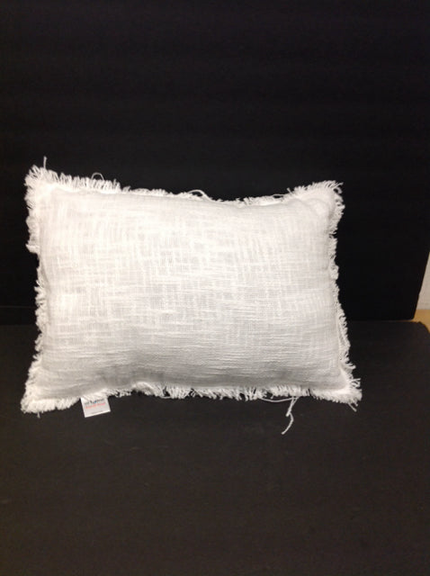 White Woven Pillow AS-IS Strings Pulling