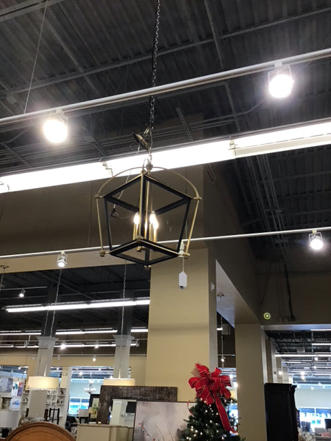 28" Gold & Black Lantern Style Chandelier