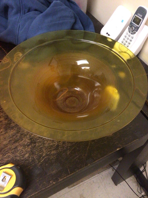 15 1/8" Yellow Glass Bowl