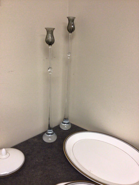 24" /21" Pair Of Rosenthall Tulipa Single Light Candlesticks