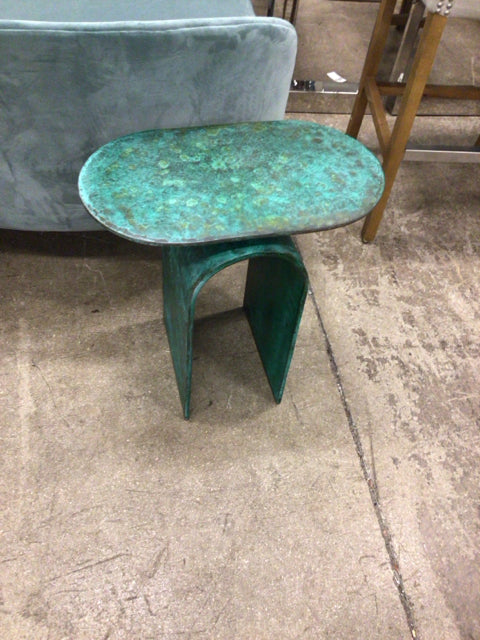 20" x 20.5" x 12" Anthropologie Sculptural Recycled Metal Vault Side Table