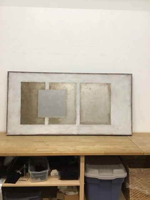 30x60 Gold/White Abstract Acrylic on Canvas