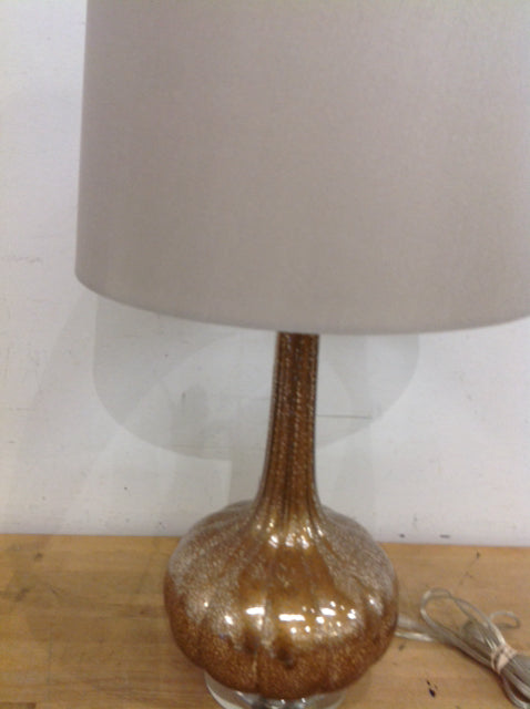 26" Gold Mercury Glass Grey Shade Lamp