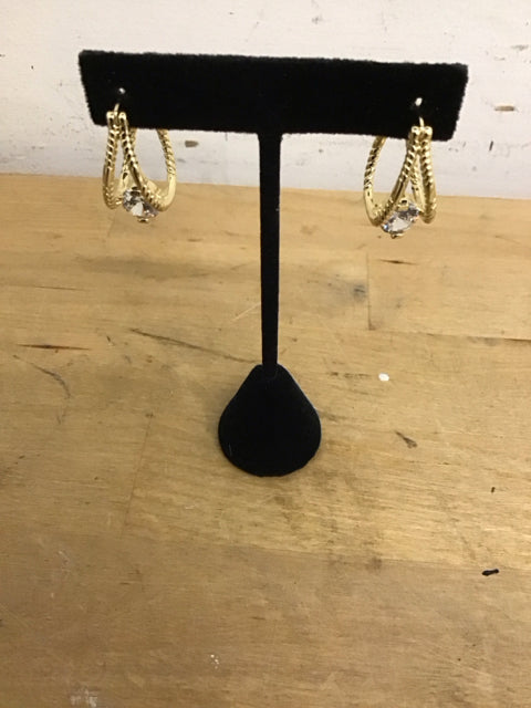 Dior Like Goldtone Floating Diamond Like Earrings